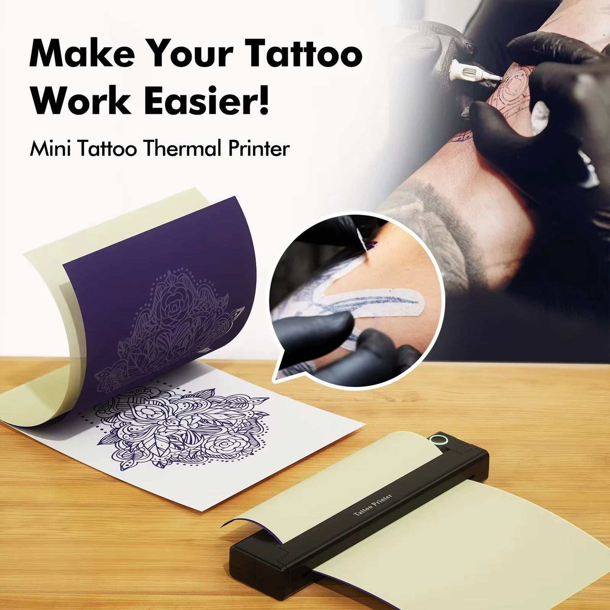A4 Thermal Printers Wireless Bluetooth Tattoos Printer Portable Mini Thermal Printer A4 Paper Photo Printer from Mobile Phone