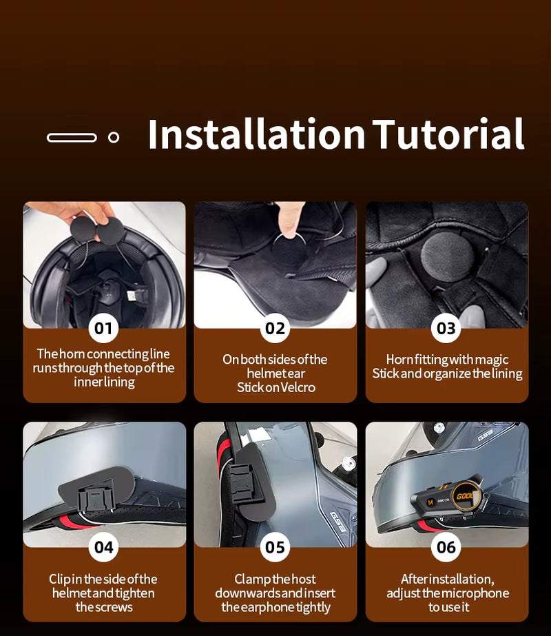 1/2X Music Interphone Bluetooth 5.3 Motorcycle Helmet Intercom Headset Waterproof 300M Intercomunicador Speaker Earphone
