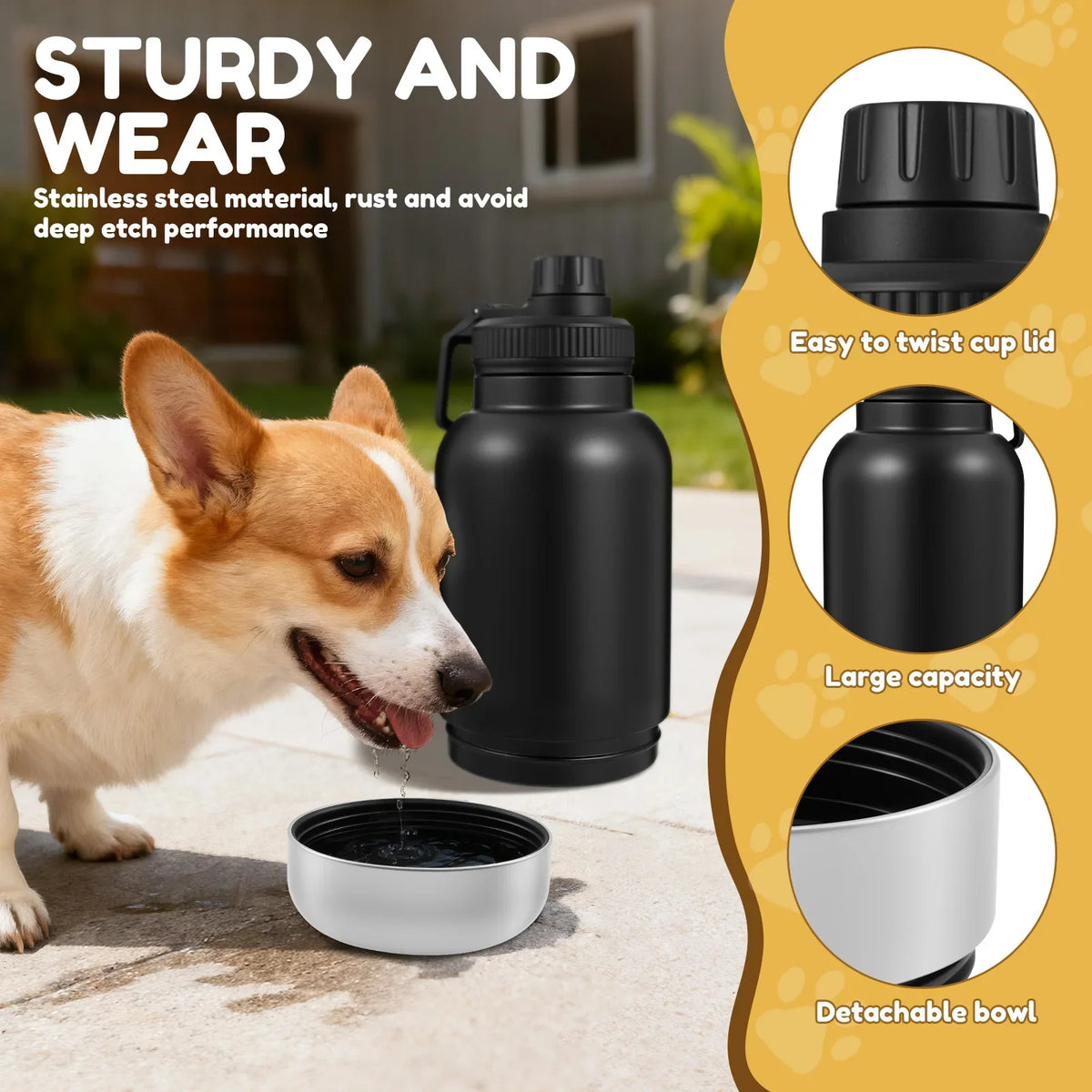32 oz Dog Water Bottle with 2 Bowls
