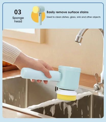 Cordless Electric Spin Scrubber with 5 Replaceable Brush Heads