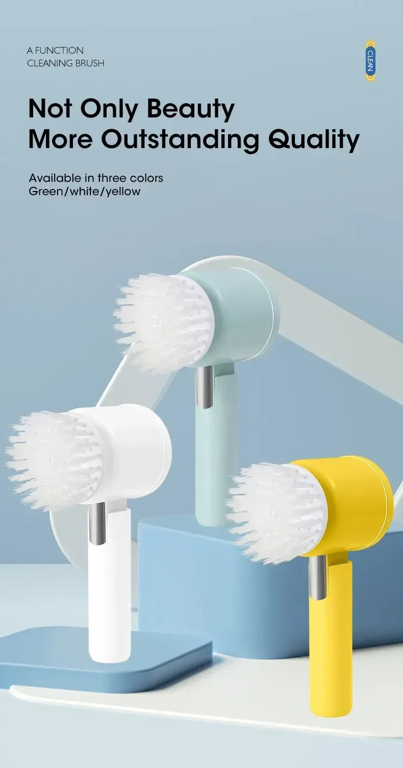 Cordless Electric Spin Scrubber with 5 Replaceable Brush Heads