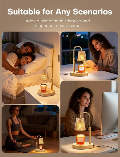 Adjustable Height Electric Candle Warmer Lamp with Timer and Dimmer