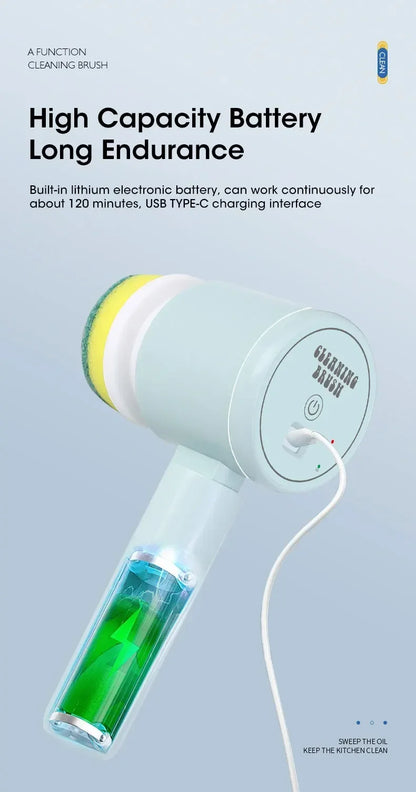 Cordless Electric Spin Scrubber with 5 Replaceable Brush Heads