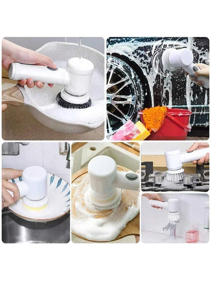 Cordless Electric Spin Scrubber with 5 Replaceable Brush Heads