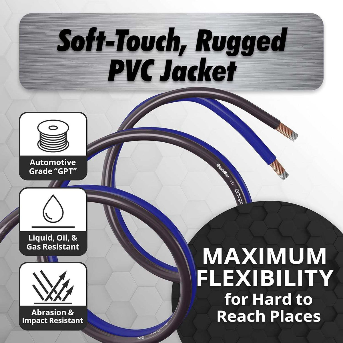 10 Gauge Wire (50Ft) Copper Clad Aluminum CAA - Primary Automotive Wire, Car Amplifier Power and Ground Cable, Battery Cable, Car Audio Speaker Stereo, RV Trailer Wiring Welding Cable 10Ga
